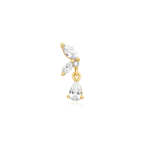 Gold Marquise Dangle Barbell Single Earring